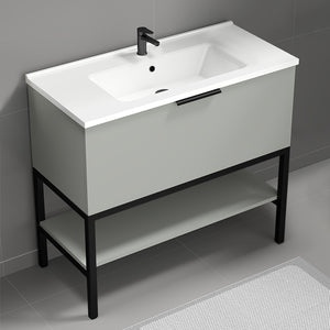 Modern Bathroom Vanity, Floor Standing, 40", Grey Mist