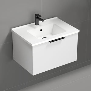 Wall Mounted Bathroom Vanity, Modern, 26", Glossy White