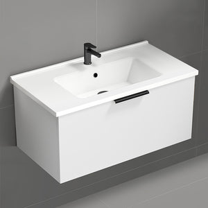 White Bathroom Vanity, Floating, 34"