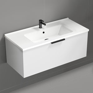 Wall Mounted Bathroom Vanity, Modern, 40", Glossy White