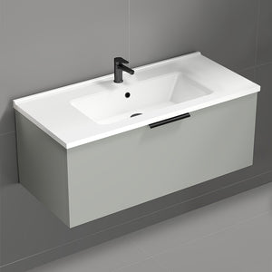 Wall Mount Bathroom Vanity, Modern, 40", Grey Mist