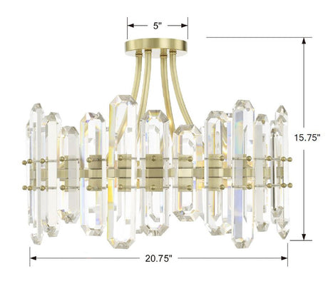Bolton 4 Light Aged Brass Semi Flush Mount BOL-8884-AG