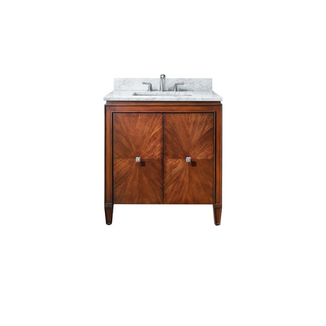 Avanity Brentwood 31 in. Vanity in New Walnut finish with Carrara White Marble Top