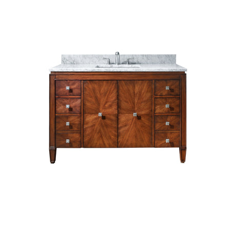 Avanity Brentwood 49 in. Vanity in New Walnut finish with Carrara White Marble Top