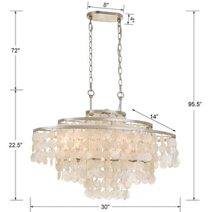 Brielle 6 Light Antique Silver Linear Chandelier BRI-3009-SA