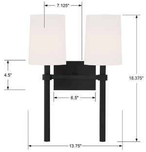 Bromley 2 Light Black Forged Sconce BRO-452-BF