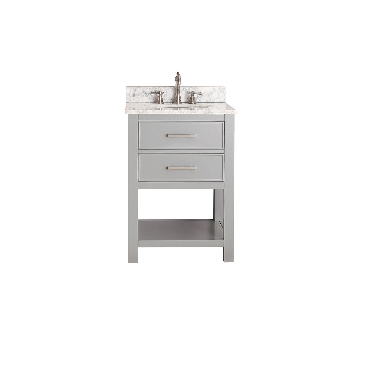 Avanity Brooks 25 in. Vanity in Chilled Gray finish with Carrara White Marble Top