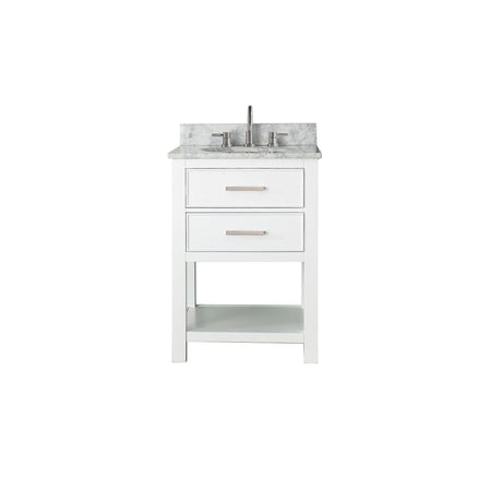 Avanity Brooks 25 in. Vanity in White finish with Carrara White Marble Top