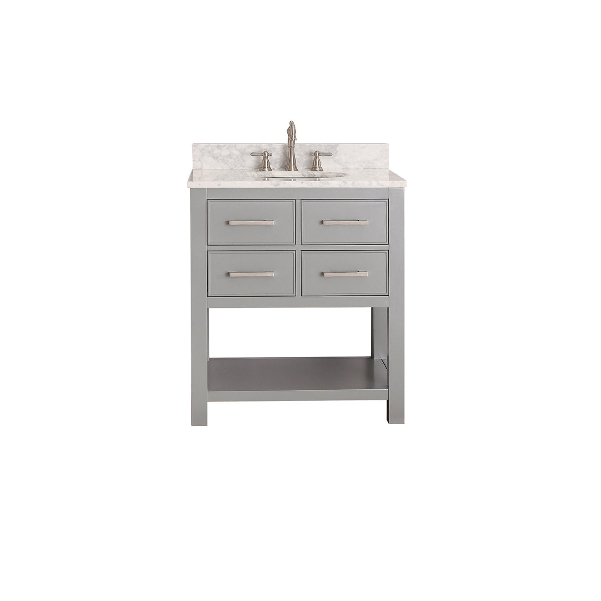 Avanity Brooks 31 in. Vanity in Chilled Gray finish with Carrara White Marble Top