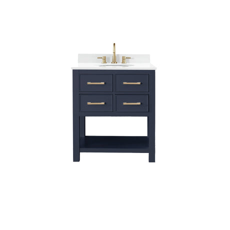 Avanity Brooks 31 in. Vanity in Navy Blue finish with Engineered White Stone Top