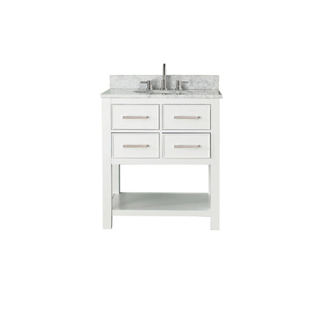Avanity Brooks 31 in. Vanity in White finish with Carrara White Marble Top