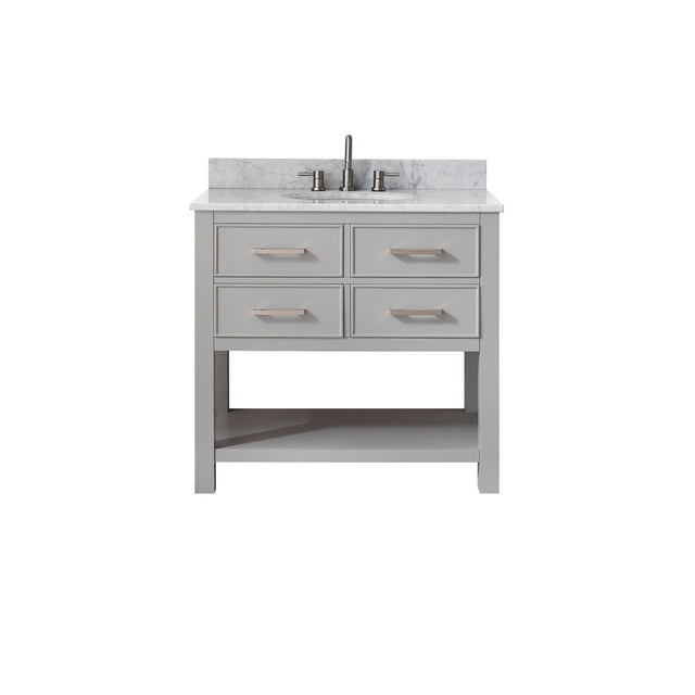 Avanity Brooks 37 in. Vanity in Chilled Gray finish with Carrara White Marble Top