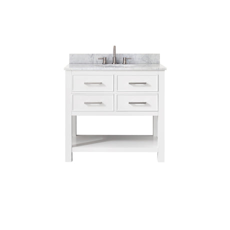 Avanity Brooks 37 in. Vanity in White finish with Carrara White Marble Top
