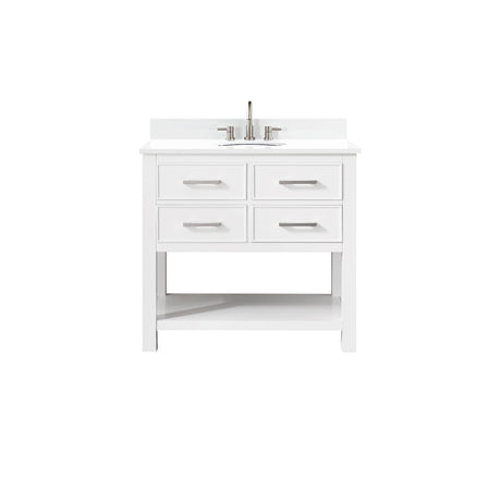 Avanity Brooks 37 in. Vanity in White finish with Engineered White Stone Top