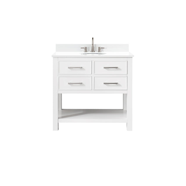 Avanity Brooks 37 in. Vanity in White finish with Engineered White Stone Top