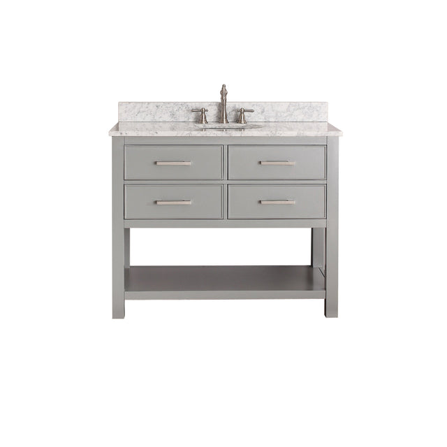 Avanity Brooks 43 in. Vanity in Chilled Gray finish with Carrara White Marble Top