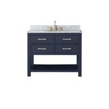 Avanity Brooks 43 in. Vanity in Navy Blue with Carrara White Marble Top