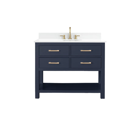 Avanity Brooks 43 in. Vanity in Navy Blue finish with Engineered White Stone Top