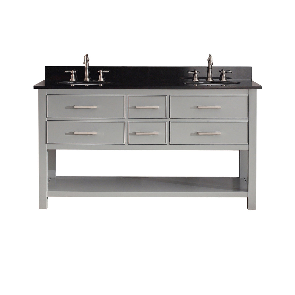Avanity Brooks 61 in. Double Vanity in Chilled Gray finish with Black Granite Top