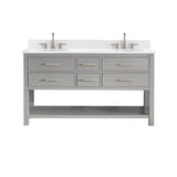 Avanity Brooks 61 in. Double Vanity in Chilled Gray finish with Engineered White Stone Top