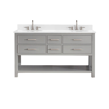 Avanity Brooks 61 in. Double Vanity in Chilled Gray finish with Engineered White Stone Top
