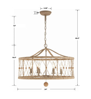 Brixton 6 Light Burnished Silver Chandelier BRX-B7906-BS