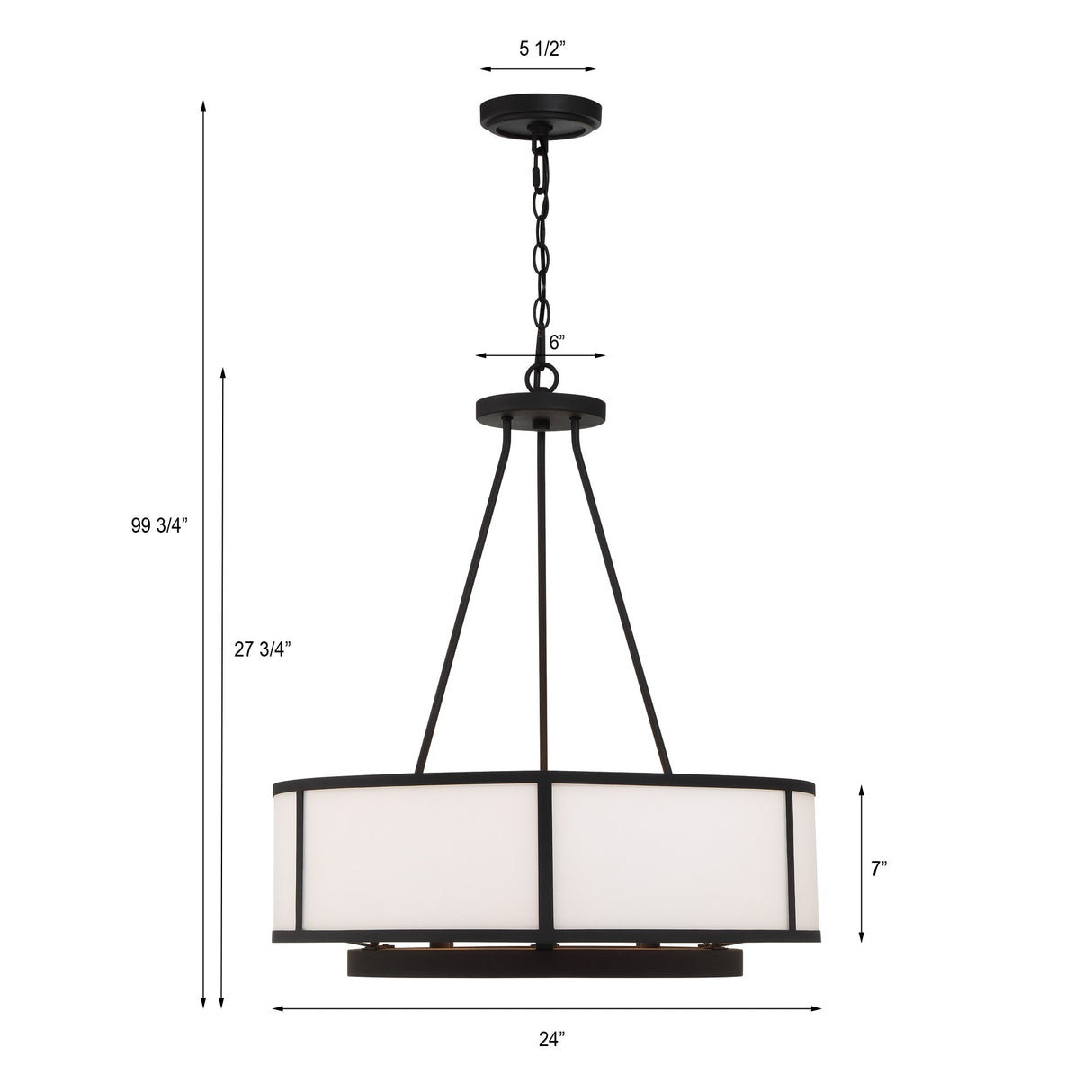 Bryant 6 Light Black Forged Chandelier BRY-8006-BF