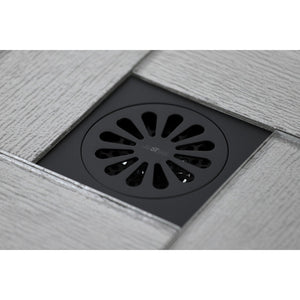 Watercourse BSF4161MB 4-Inch Square Grid Shower Drain with Hair Catcher, Matte Black