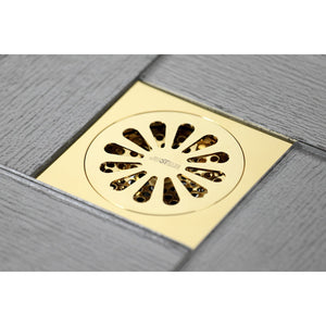 Watercourse BSF4161PB 4-Inch Square Grid Shower Drain with Hair Catcher, Polished Brass