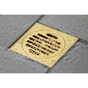 Watercourse BSF4262BB 4-Inch Square Grid Shower Drain with Hair Catcher, Brushed Brass