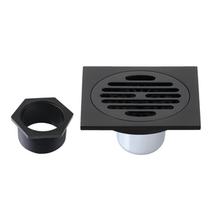 Watercourse BSF4262MB 4-Inch Square Grid Shower Drain with Hair Catcher, Matte Black