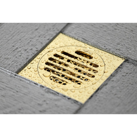 Watercourse BSF4262PB 4-Inch Square Grid Shower Drain with Hair Catcher, Polished Brass
