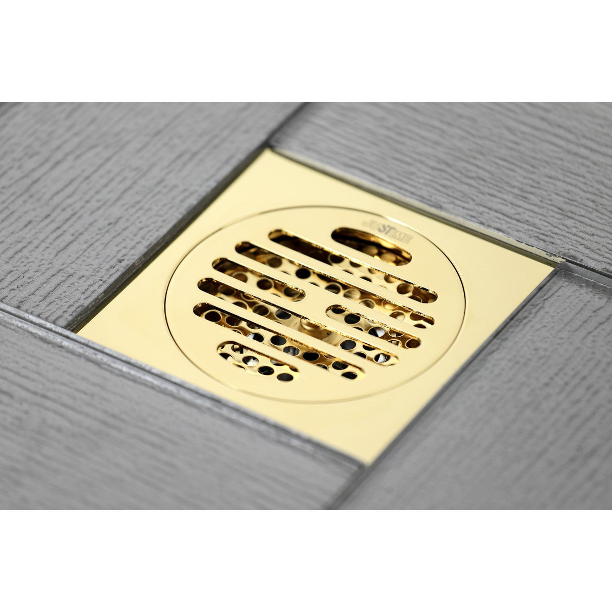 Watercourse BSF4262PB 4-Inch Square Grid Shower Drain with Hair Catcher, Polished Brass