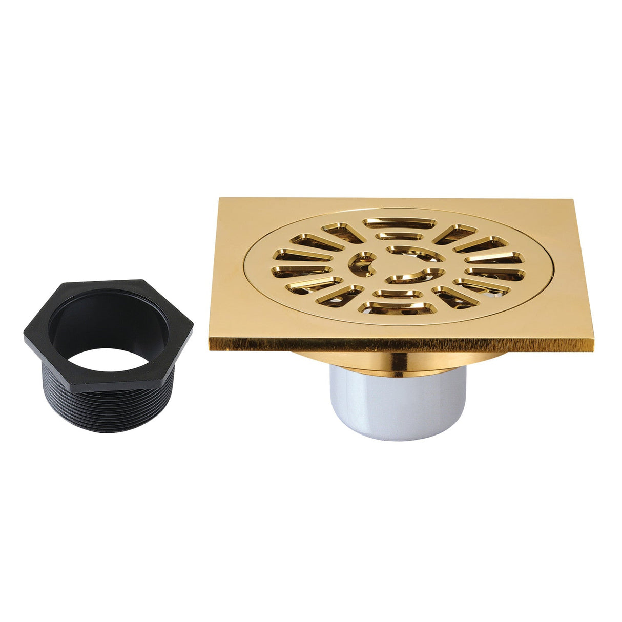 Watercourse BSF4267BB 4-Inch Square Brass Shower Drain, Brushed Brass