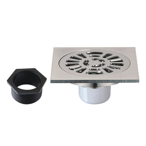 Watercourse BSF4267BN 4-Inch Square Brass Shower Drain, Brushed Nickel