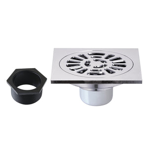 Watercourse BSF4267C 4-Inch Square Brass Shower Drain, Polished Chrome