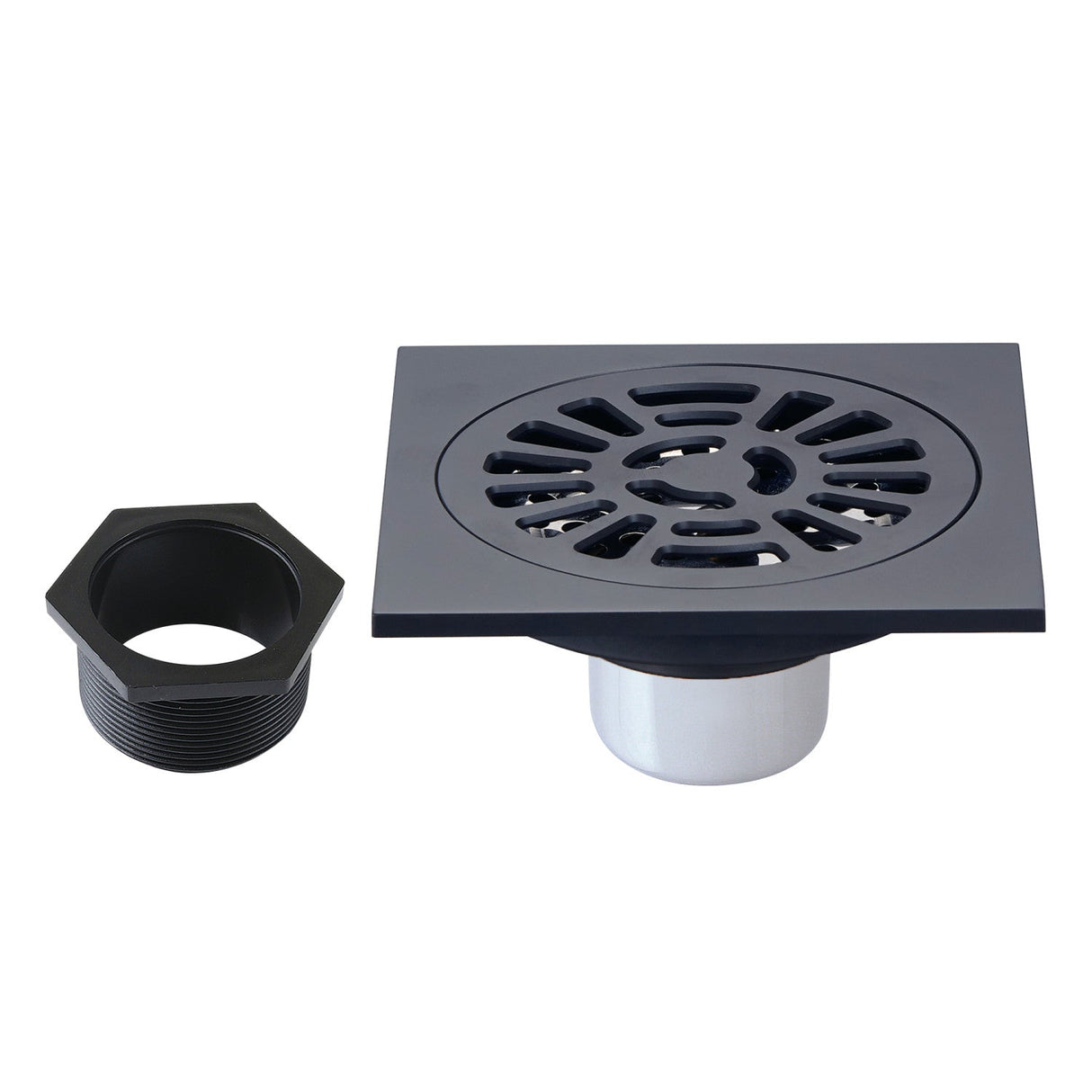 Watercourse BSF4267MB 4-Inch Square Brass Shower Drain, Matte Black