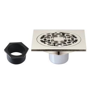 Watercourse BSF4272PN 4-Inch Square Brass Shower Drain, Polished Nickel