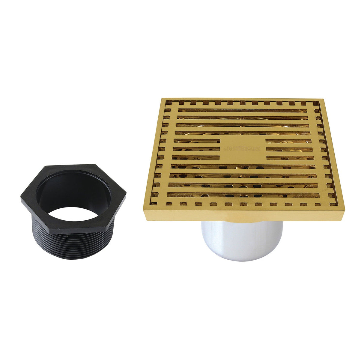 Watercourse BSF4464BB 4-Inch Square Shower Drain, Brushed Brass
