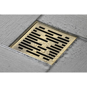 Watercourse BSF6310AB 4-Inch Square Grid Shower Drain with Hair Catcher, Antique Brass