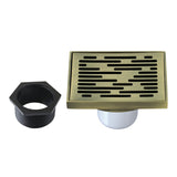 Watercourse BSF6310AB 4-Inch Square Grid Shower Drain with Hair Catcher, Antique Brass