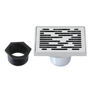 Watercourse BSF6310C 4-Inch Square Grid Shower Drain with Hair Catcher, Polished Chrome