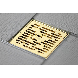 Watercourse BSF6310PB 4-Inch Square Grid Shower Drain with Hair Catcher, Polished Brass