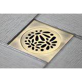 Watercourse BSF6360AB 4-Inch Square Grid Shower Drain with Hair Catcher, Antique Brass