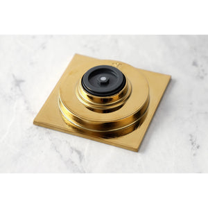 Watercourse BSF6360BB 4-Inch Square Grid Shower Drain with Hair Catcher, Brushed Brass