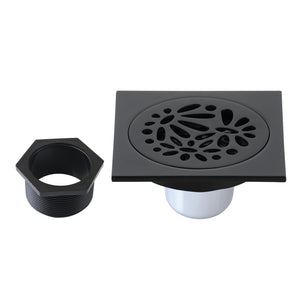 Watercourse BSF6360MB 4-Inch Square Grid Shower Drain with Hair Catcher, Matte Black