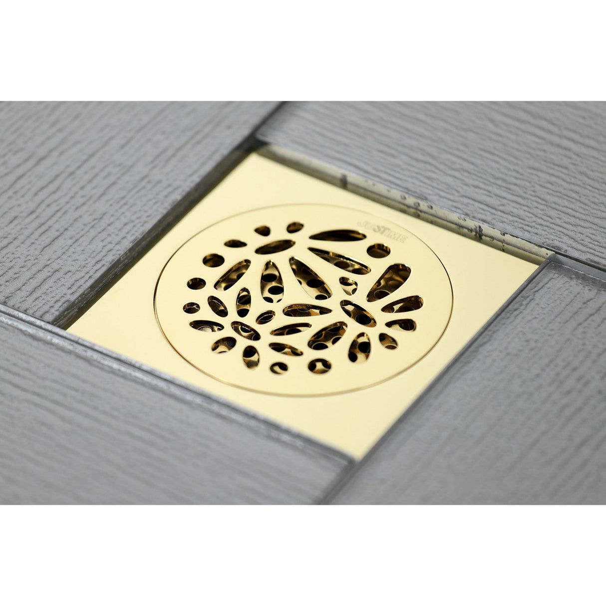 Watercourse BSF6360PB 4-Inch Square Grid Shower Drain with Hair Catcher, Polished Brass