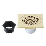 Watercourse BSF6360PB 4-Inch Square Grid Shower Drain with Hair Catcher, Polished Brass