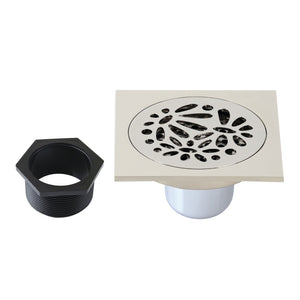 Watercourse BSF6360PN 4-Inch Square Grid Shower Drain with Hair Catcher, Polished Nickel
