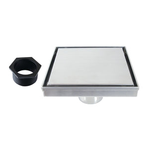 Watercourse BSF6621 6-Inch Stainless Steel Square Shower Drain, Polished Chrome
